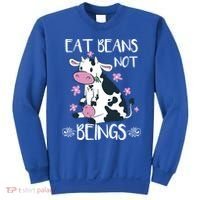 Eat Beans Not Beings Funny Cow Vegan Plant Based Gift Sweatshirt thumb 0