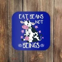 Eat Beans Not Beings Funny Cow Vegan Plant Based Gift Coaster thumb 0