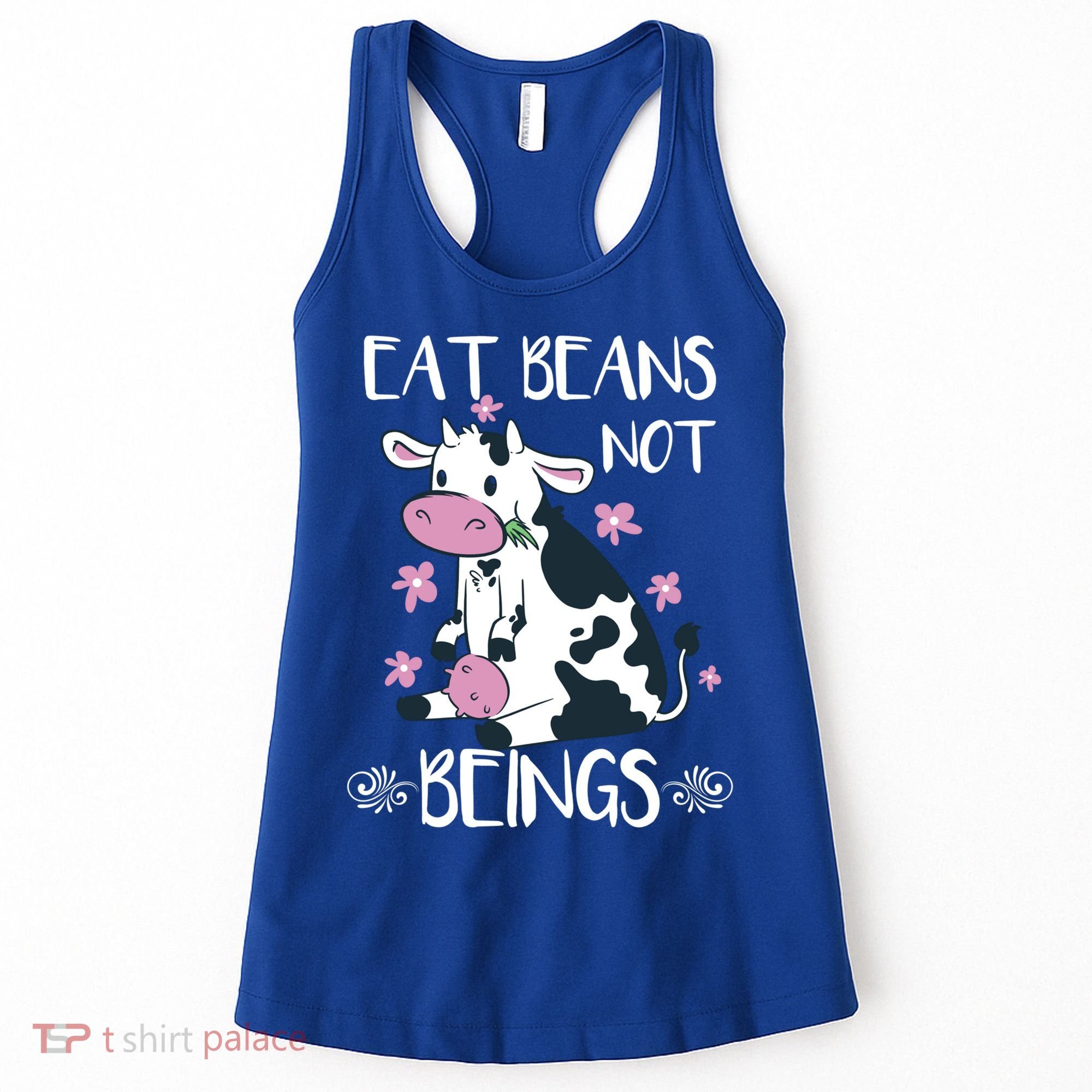Eat Beans Not Beings Funny Cow Vegan Plant Based Gift Women's Tank Top