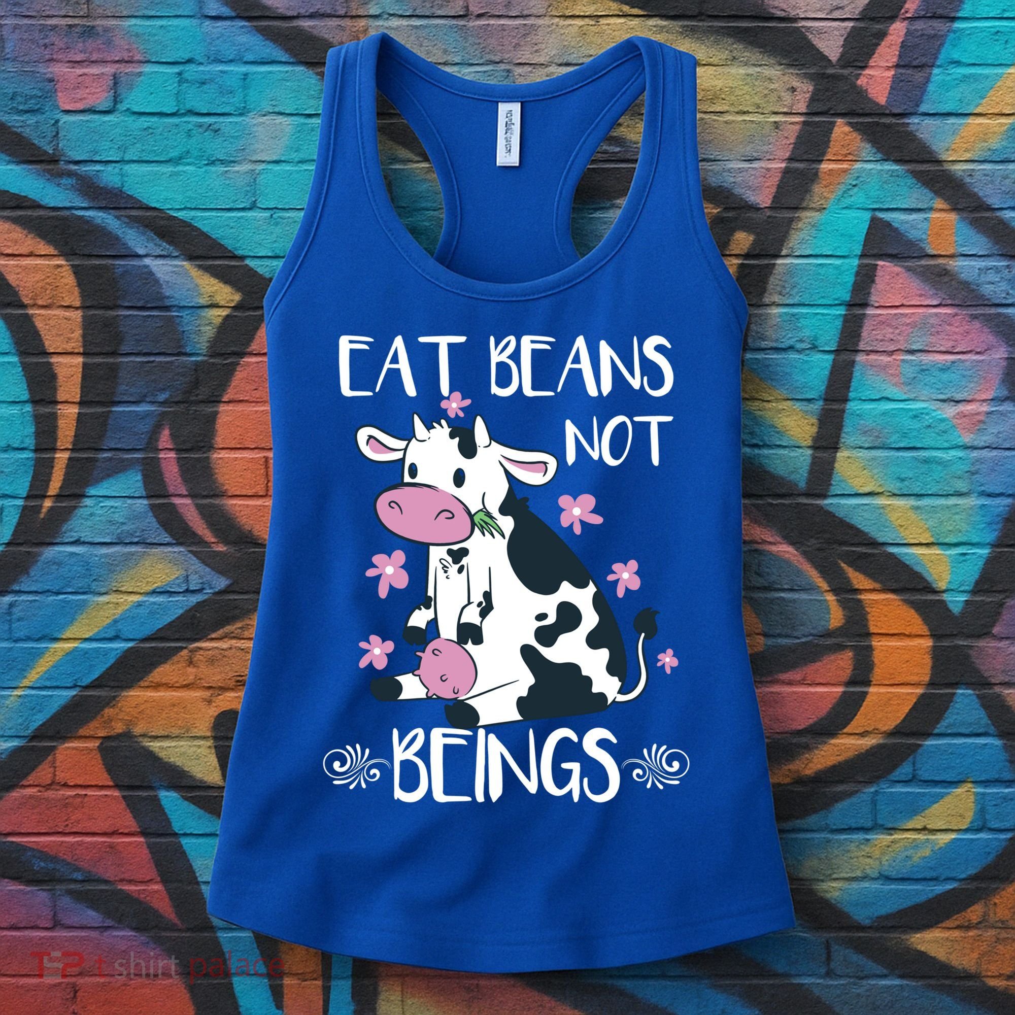 Eat Beans Not Beings Funny Cow Vegan Plant Based Gift Women's Tank Top