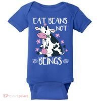 Eat Beans Not Beings Funny Cow Vegan Plant Based Gift Baby Bodysuit thumb 0