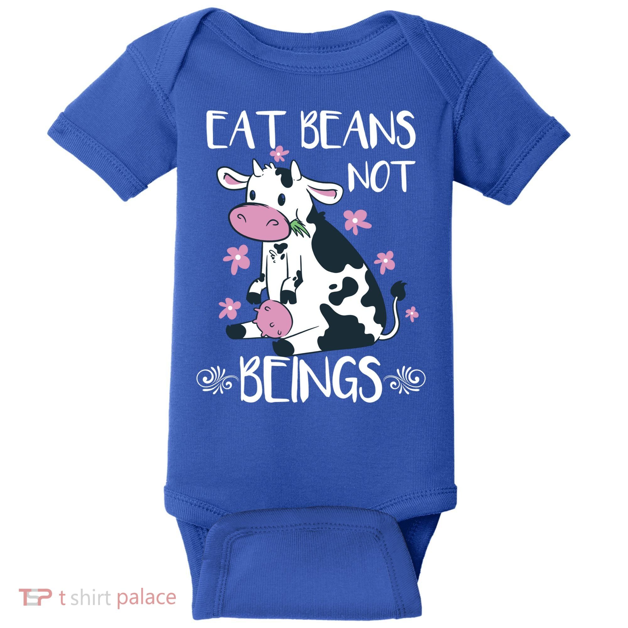 Eat Beans Not Beings Funny Cow Vegan Plant Based Gift Baby Bodysuit