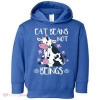 Eat Beans Not Beings Funny Cow Vegan Plant Based Gift Toddler Hoodie thumb 0