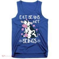 Eat Beans Not Beings Funny Cow Vegan Plant Based Gift Tank Top thumb 0