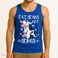Eat Beans Not Beings Funny Cow Vegan Plant Based Gift Tank Top thumb 3