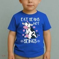 Eat Beans Not Beings Funny Cow Vegan Plant Based Gift Toddler T-Shirt thumb 2