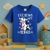 Eat Beans Not Beings Funny Cow Vegan Plant Based Gift Toddler T-Shirt thumb 3