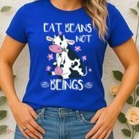 Eat Beans Not Beings Funny Cow Vegan Plant Based Gift Women's T-Shirt thumb 2