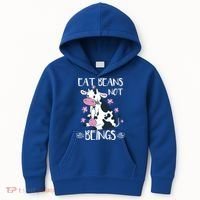 Eat Beans Not Beings Funny Cow Vegan Plant Based Gift Kids Hoodie thumb 0