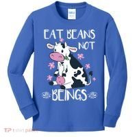 Eat Beans Not Beings Funny Cow Vegan Plant Based Gift Kids Long Sleeve Shirt thumb 0