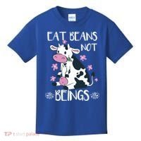 Eat Beans Not Beings Funny Cow Vegan Plant Based Gift Kids T-Shirt thumb 0