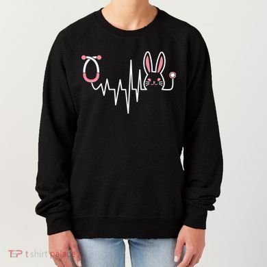 Easter Bunny Nurse Doctor Stethoscope Heartbeat Women's Sweatshirt