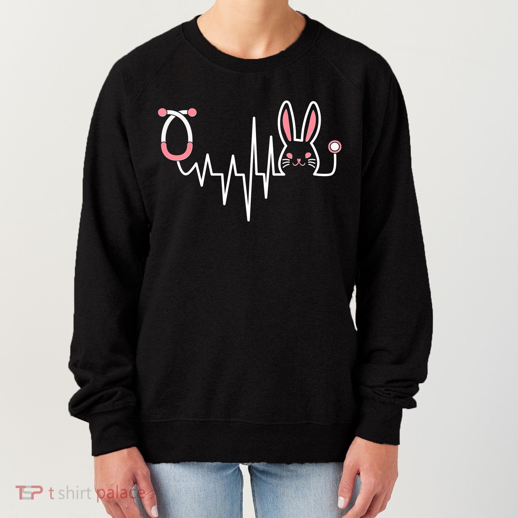 Easter Bunny Nurse Doctor Stethoscope Heartbeat Women's Sweatshirt