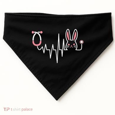 Easter Bunny Nurse Doctor Stethoscope Heartbeat USA-Made Doggie Bandana