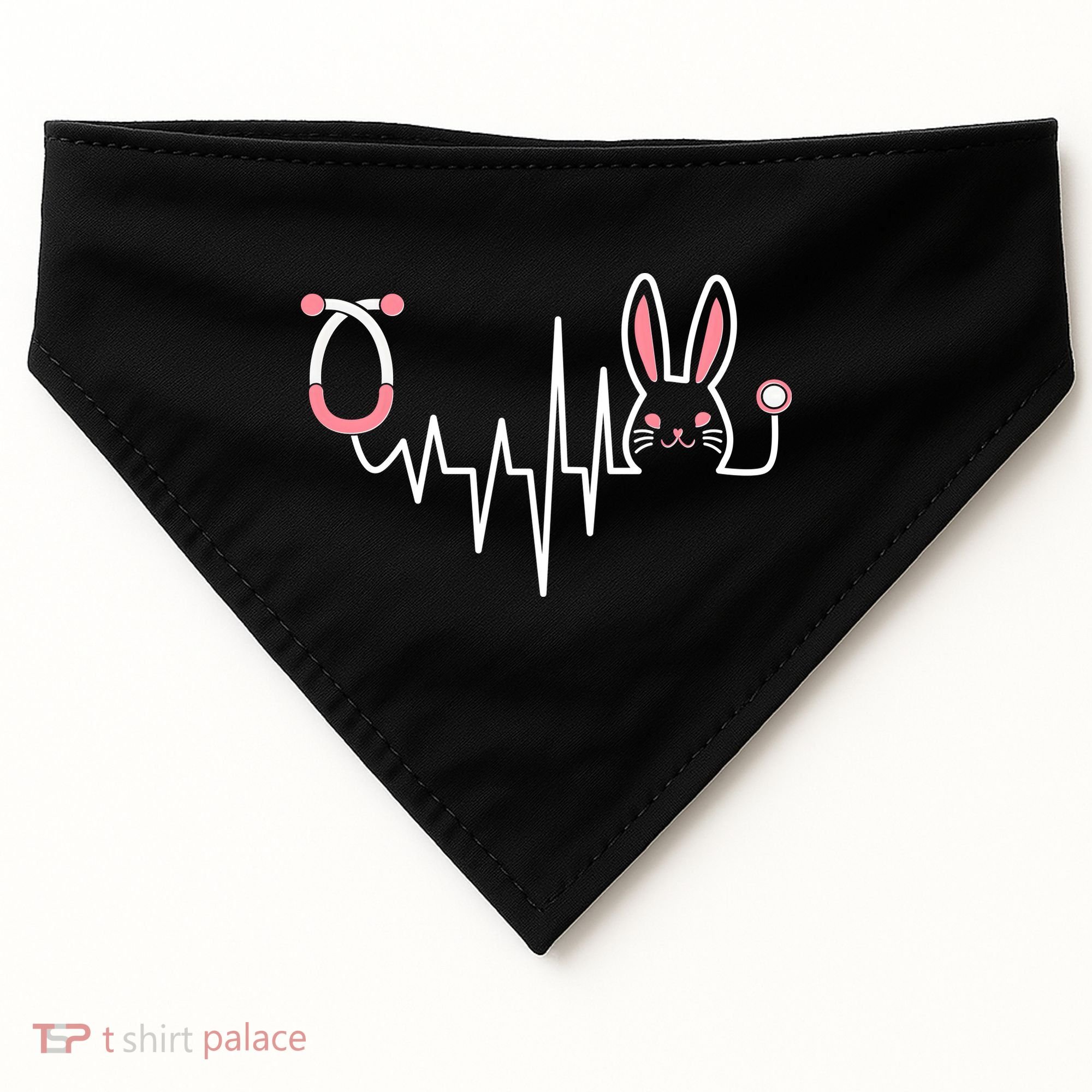 Easter Bunny Nurse Doctor Stethoscope Heartbeat USA-Made Doggie Bandana