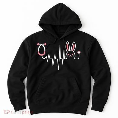 Easter Bunny Nurse Doctor Stethoscope Heartbeat Hoodie