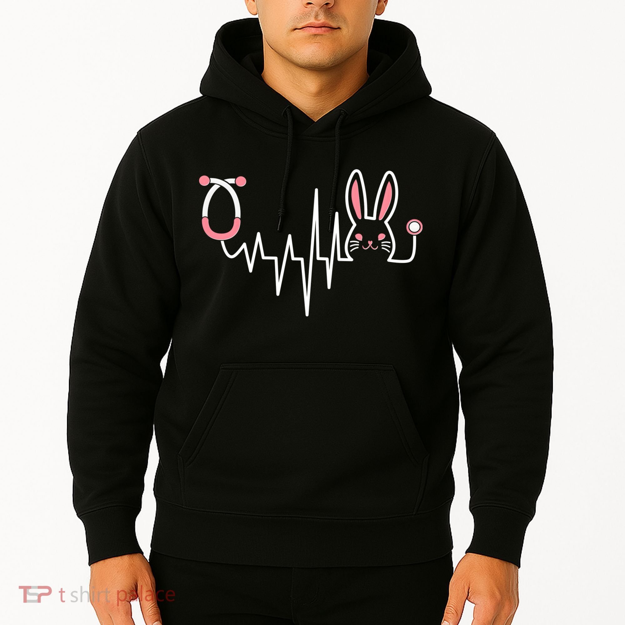 Easter Bunny Nurse Doctor Stethoscope Heartbeat Hoodie