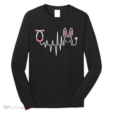 Easter Bunny Nurse Doctor Stethoscope Heartbeat Long Sleeve Shirt