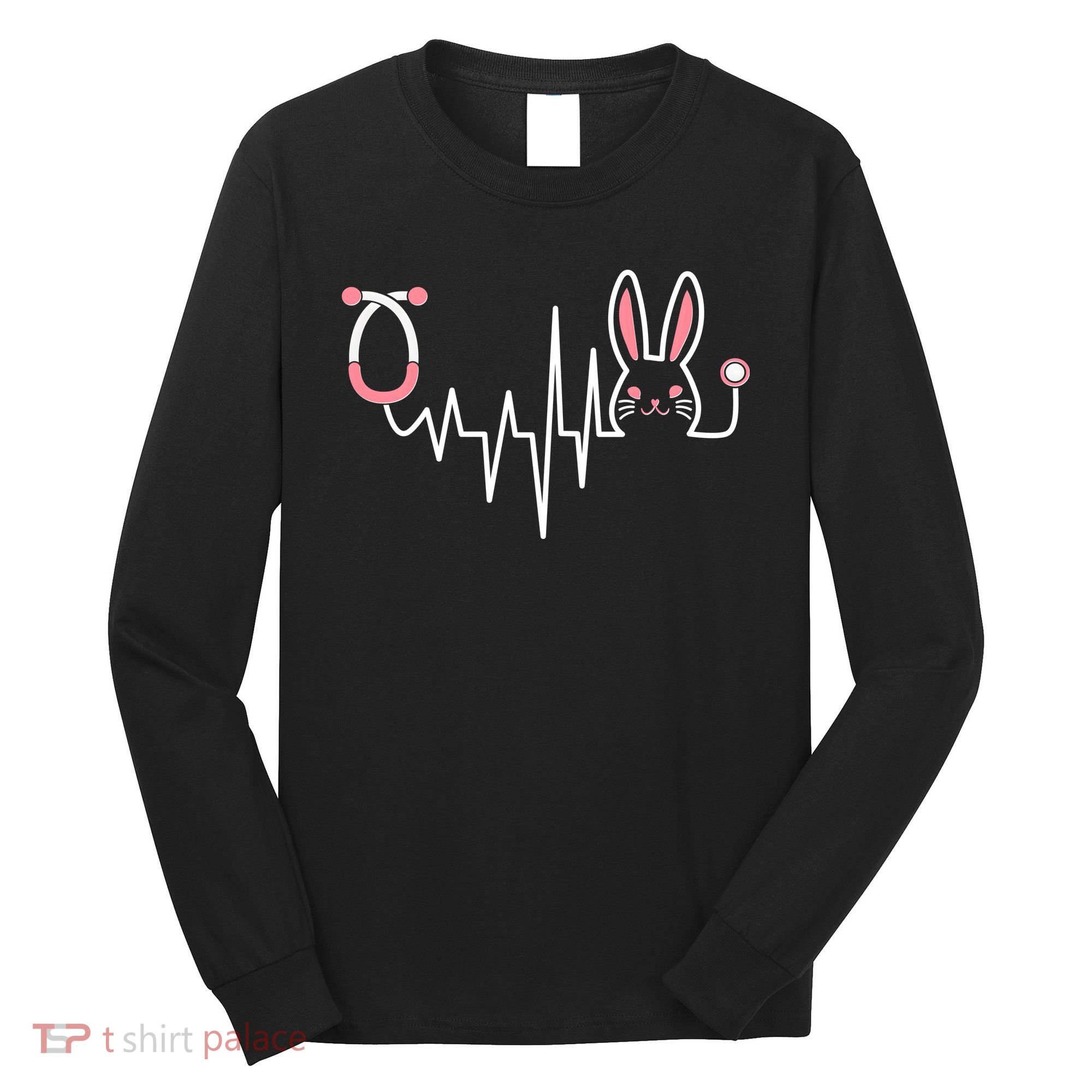 Easter Bunny Nurse Doctor Stethoscope Heartbeat Long Sleeve Shirt