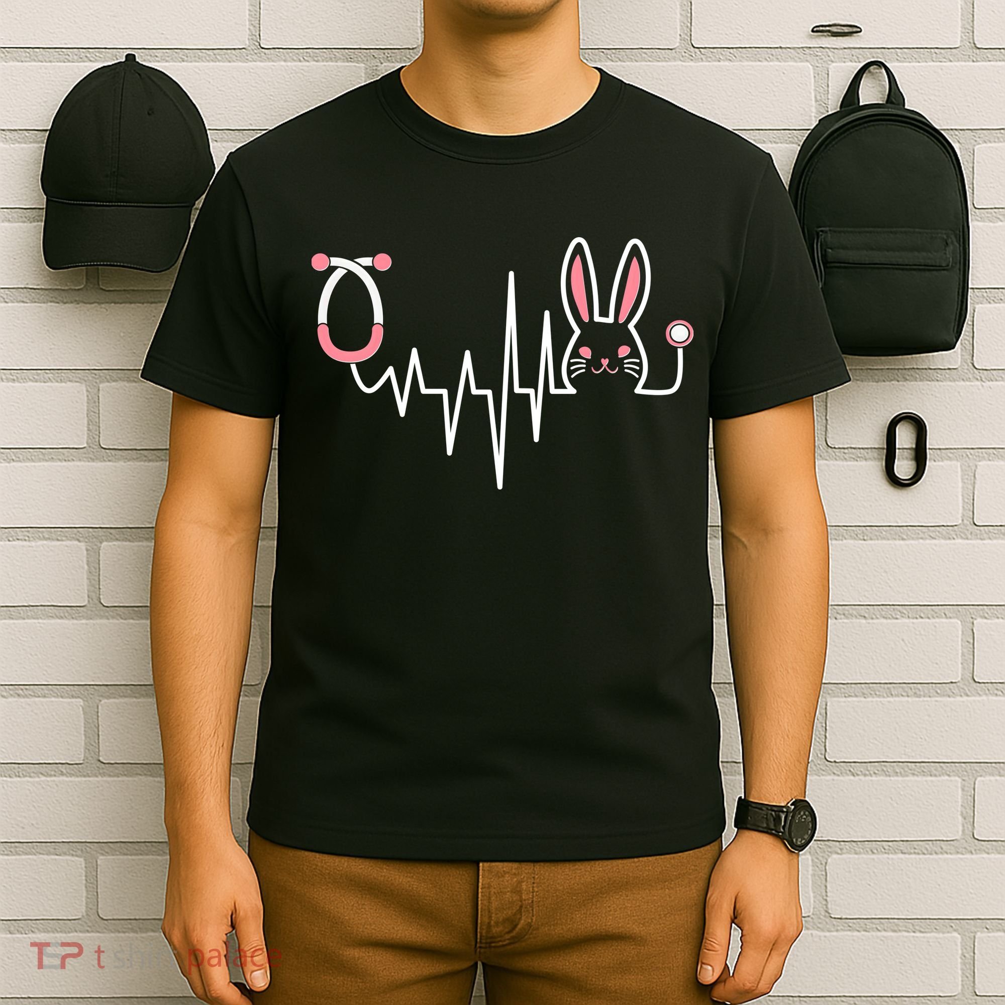 Easter Bunny Nurse Doctor Stethoscope Heartbeat T-Shirt