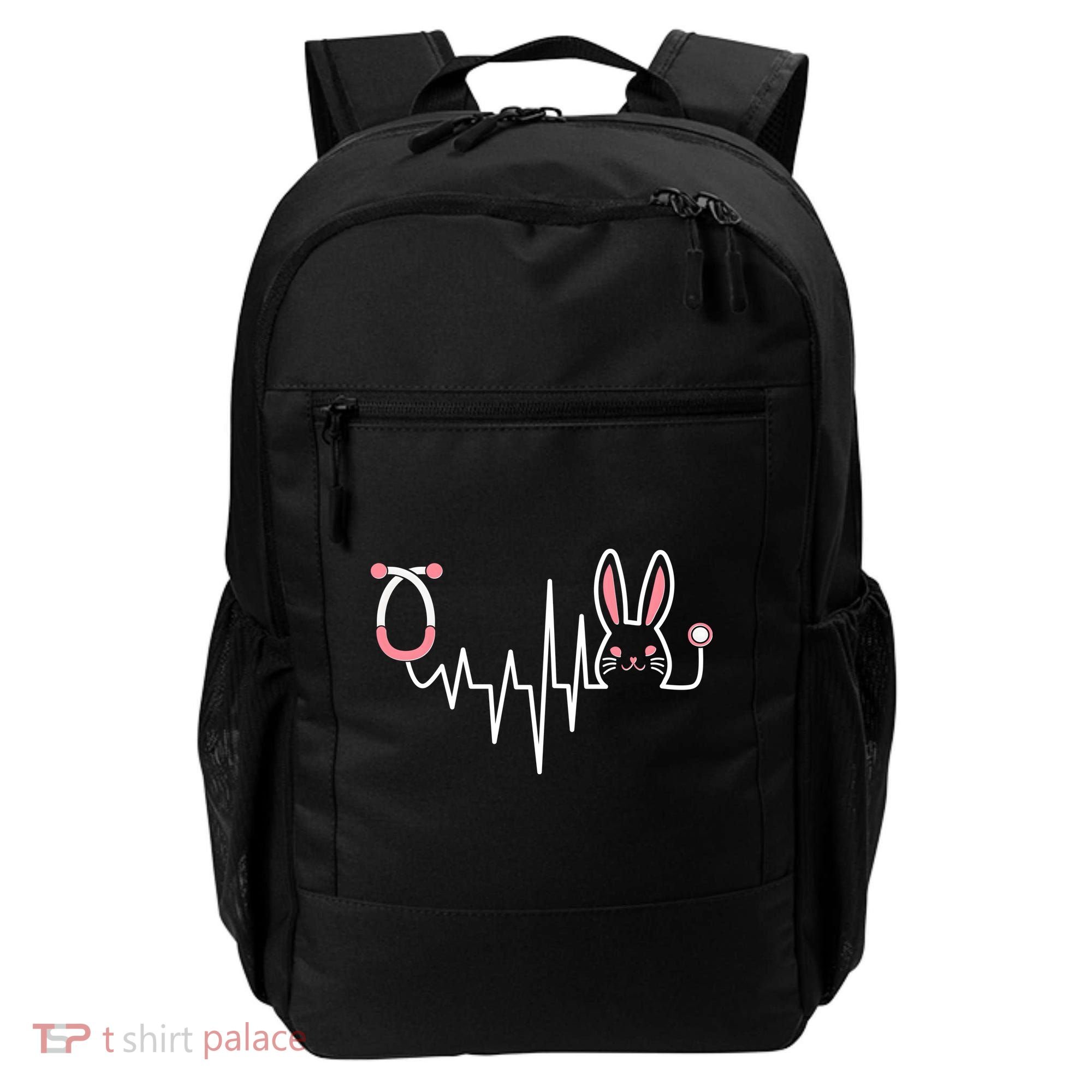 Easter Bunny Nurse Doctor Stethoscope Heartbeat Backpack