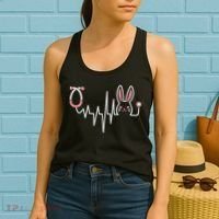 Easter Bunny Nurse Doctor Stethoscope Heartbeat Women's Tank Top thumb 2