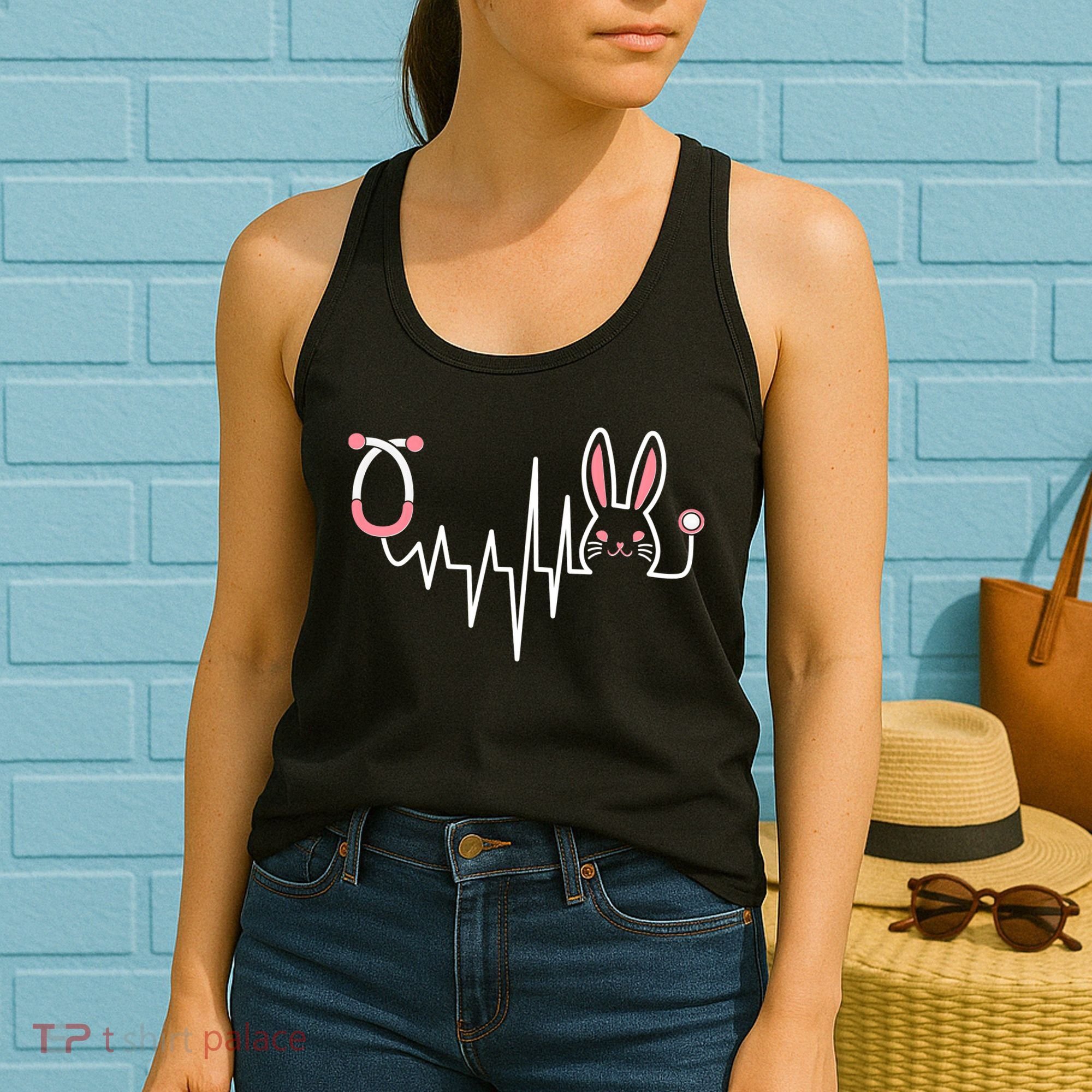 Easter Bunny Nurse Doctor Stethoscope Heartbeat Women's Tank Top