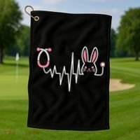 Easter Bunny Nurse Doctor Stethoscope Heartbeat Golf Towel thumb 1