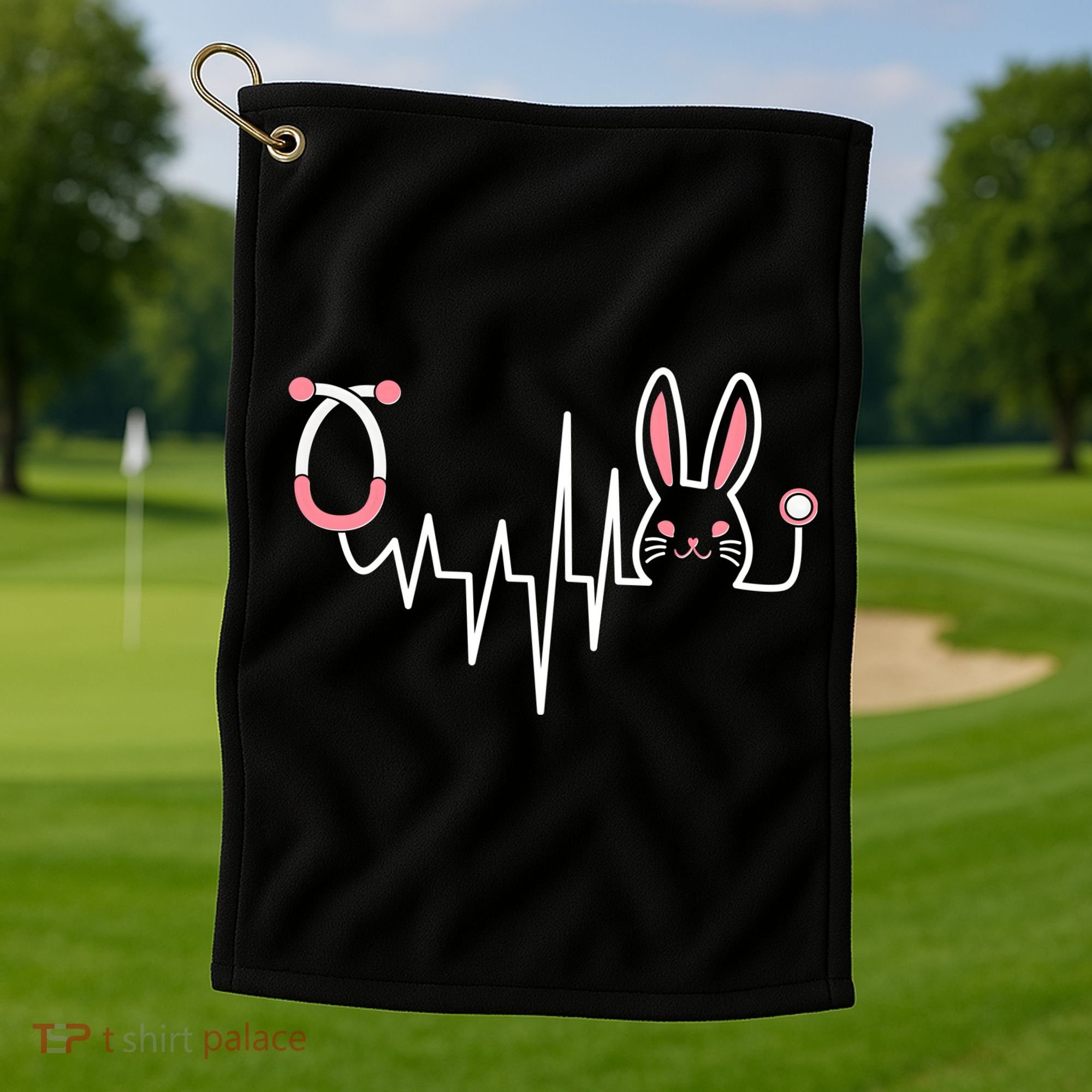 Easter Bunny Nurse Doctor Stethoscope Heartbeat Golf Towel