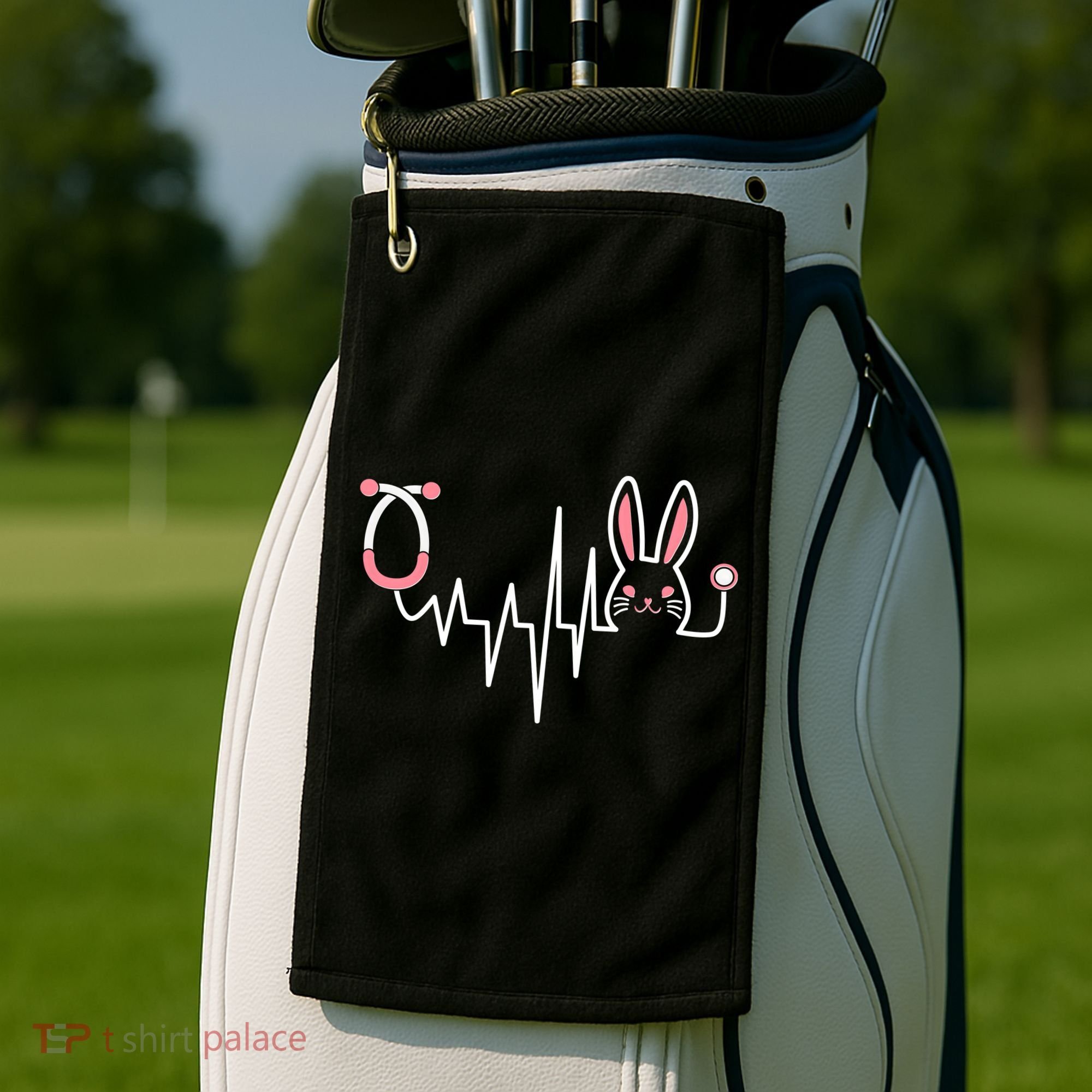Easter Bunny Nurse Doctor Stethoscope Heartbeat Golf Towel