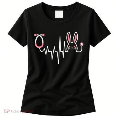 Easter Bunny Nurse Doctor Stethoscope Heartbeat Women's T-Shirt