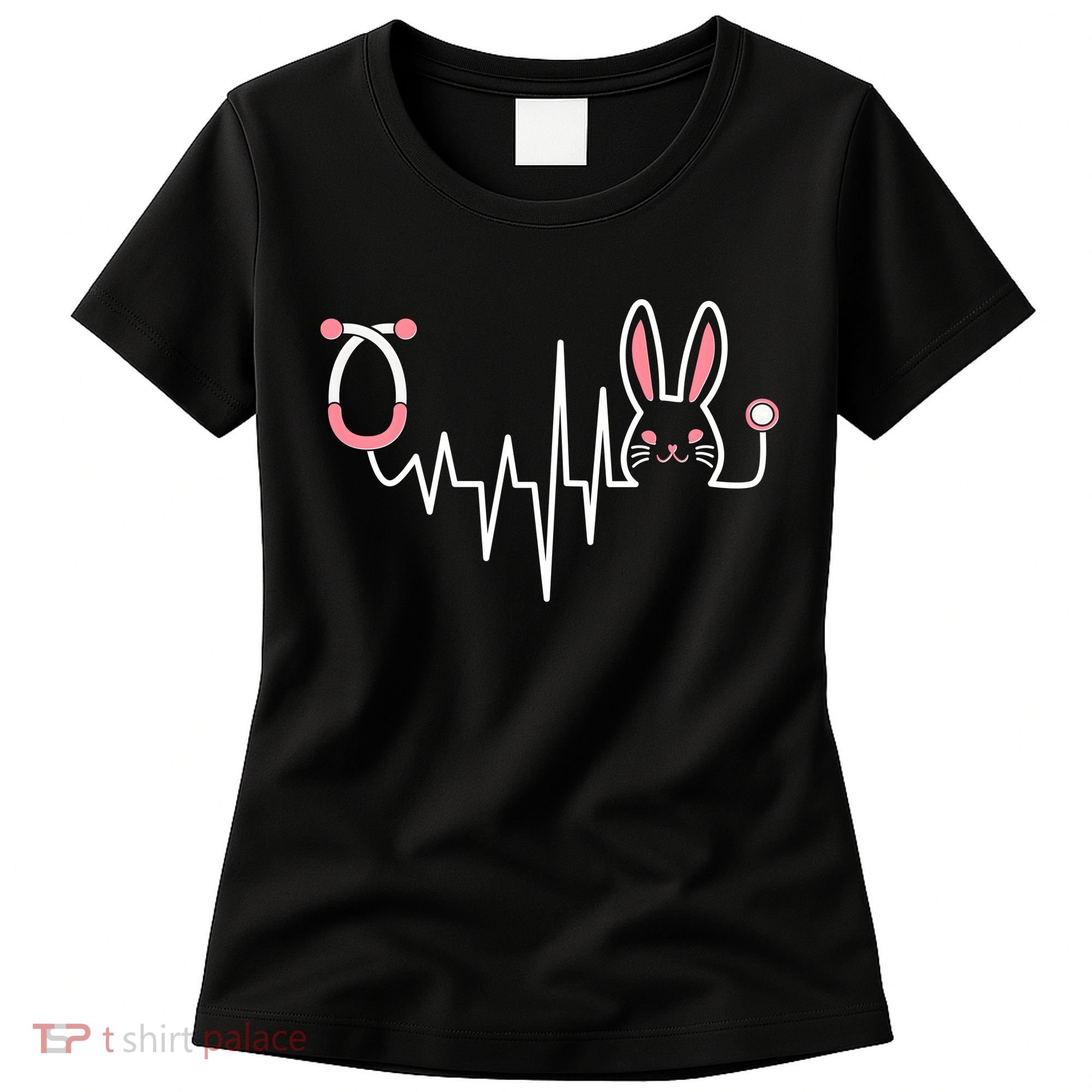 Easter Bunny Nurse Doctor Stethoscope Heartbeat Women's T-Shirt
