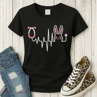 Easter Bunny Nurse Doctor Stethoscope Heartbeat Women's T-Shirt thumb 3