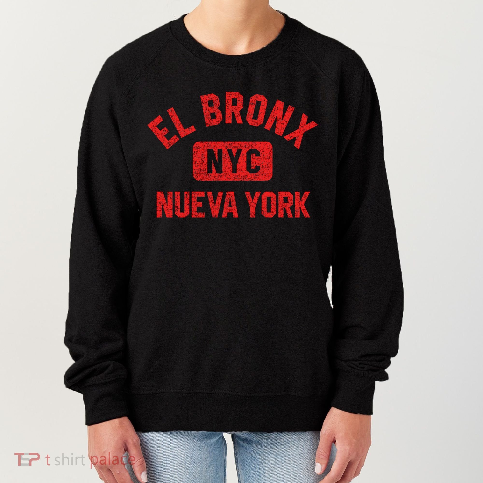 El Bronx Nueva York Nyc Gym Style Distressed Red Print Gift Women's Sweatshirt
