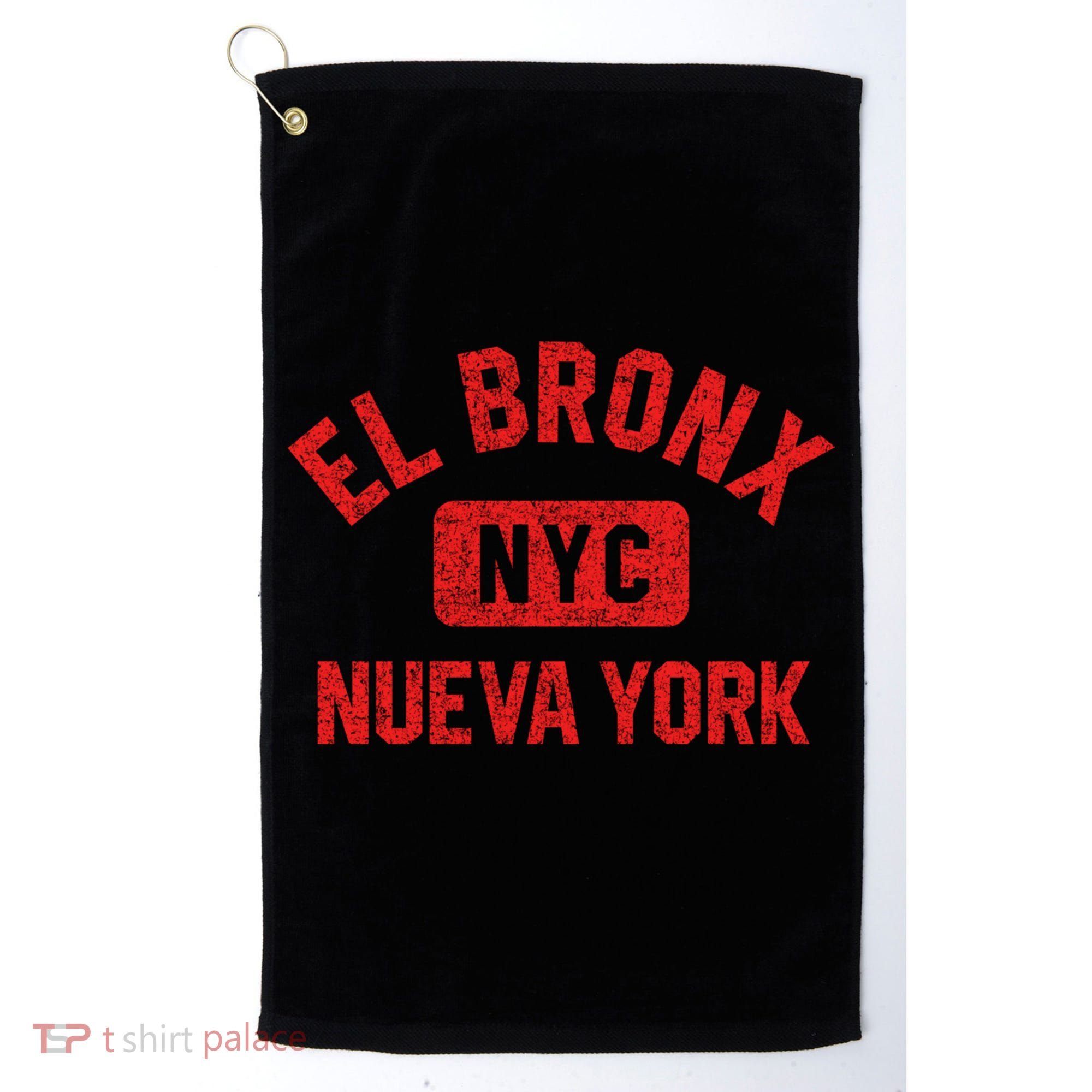 El Bronx Nueva York Nyc Gym Style Distressed Red Print Gift Golf Towel