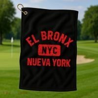 El Bronx Nueva York Nyc Gym Style Distressed Red Print Gift Golf Towel thumb 1