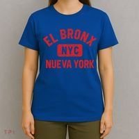 El Bronx Nueva York Nyc Gym Style Distressed Red Print Gift T-Shirt thumb 4