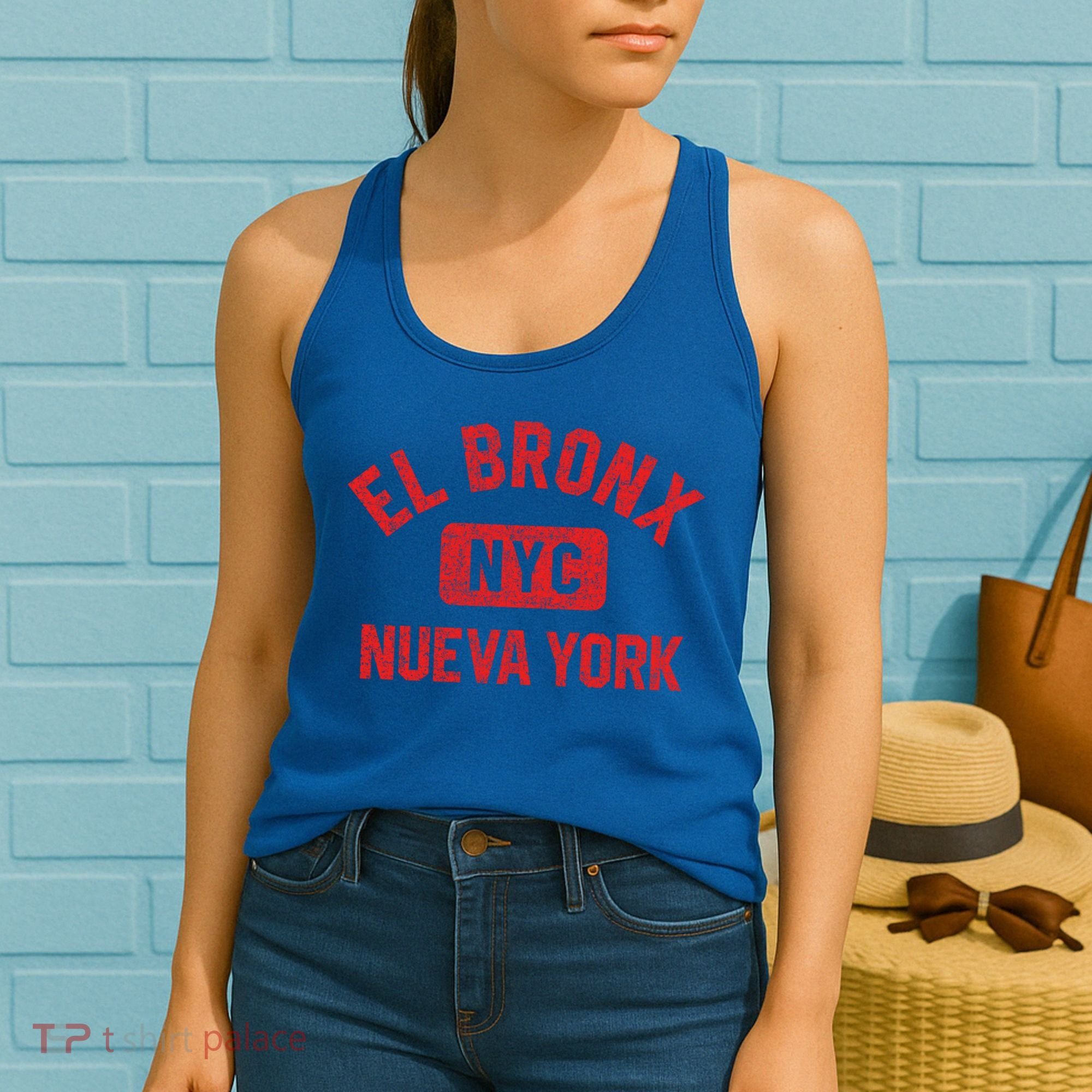 El Bronx Nueva York Nyc Gym Style Distressed Red Print Gift Women's Tank Top