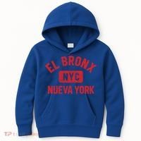 El Bronx Nueva York Nyc Gym Style Distressed Red Print Gift Kids Hoodie thumb 0