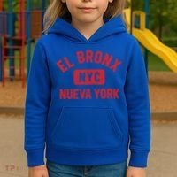 El Bronx Nueva York Nyc Gym Style Distressed Red Print Gift Kids Hoodie thumb 3
