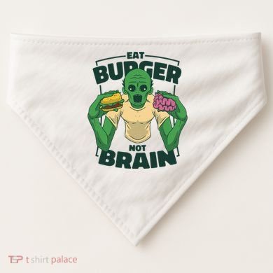 Eat Burger Not Brain Funny Zombie USA-Made Doggie Bandana