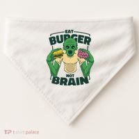 Eat Burger Not Brain Funny Zombie USA-Made Doggie Bandana thumb 0