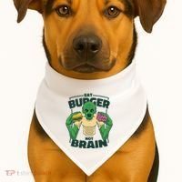 Eat Burger Not Brain Funny Zombie USA-Made Doggie Bandana thumb 1