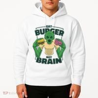 Eat Burger Not Brain Funny Zombie Hoodie thumb 2