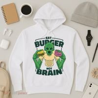 Eat Burger Not Brain Funny Zombie Hoodie thumb 3