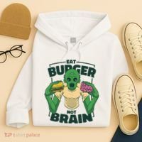 Eat Burger Not Brain Funny Zombie Hoodie thumb 4