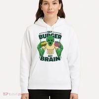 Eat Burger Not Brain Funny Zombie Hoodie thumb 5