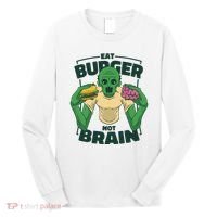 Eat Burger Not Brain Funny Zombie Long Sleeve Shirt thumb 0