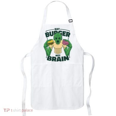Eat Burger Not Brain Funny Zombie Apron