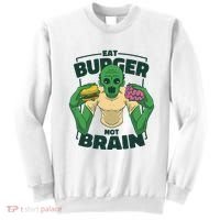 Eat Burger Not Brain Funny Zombie Sweatshirt thumb 0